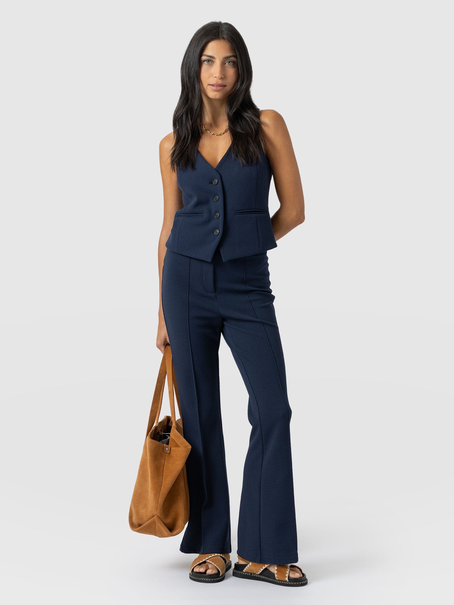 Freya Flared Trouser - Navy